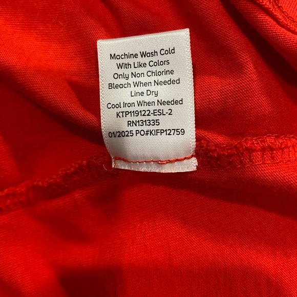 Evereve Red Ruffle Sleeve Blouse L Statement Short Sleeve Cotton Top - Picture 6 of 8